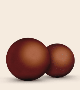 Deux sphères marron sur fond beige