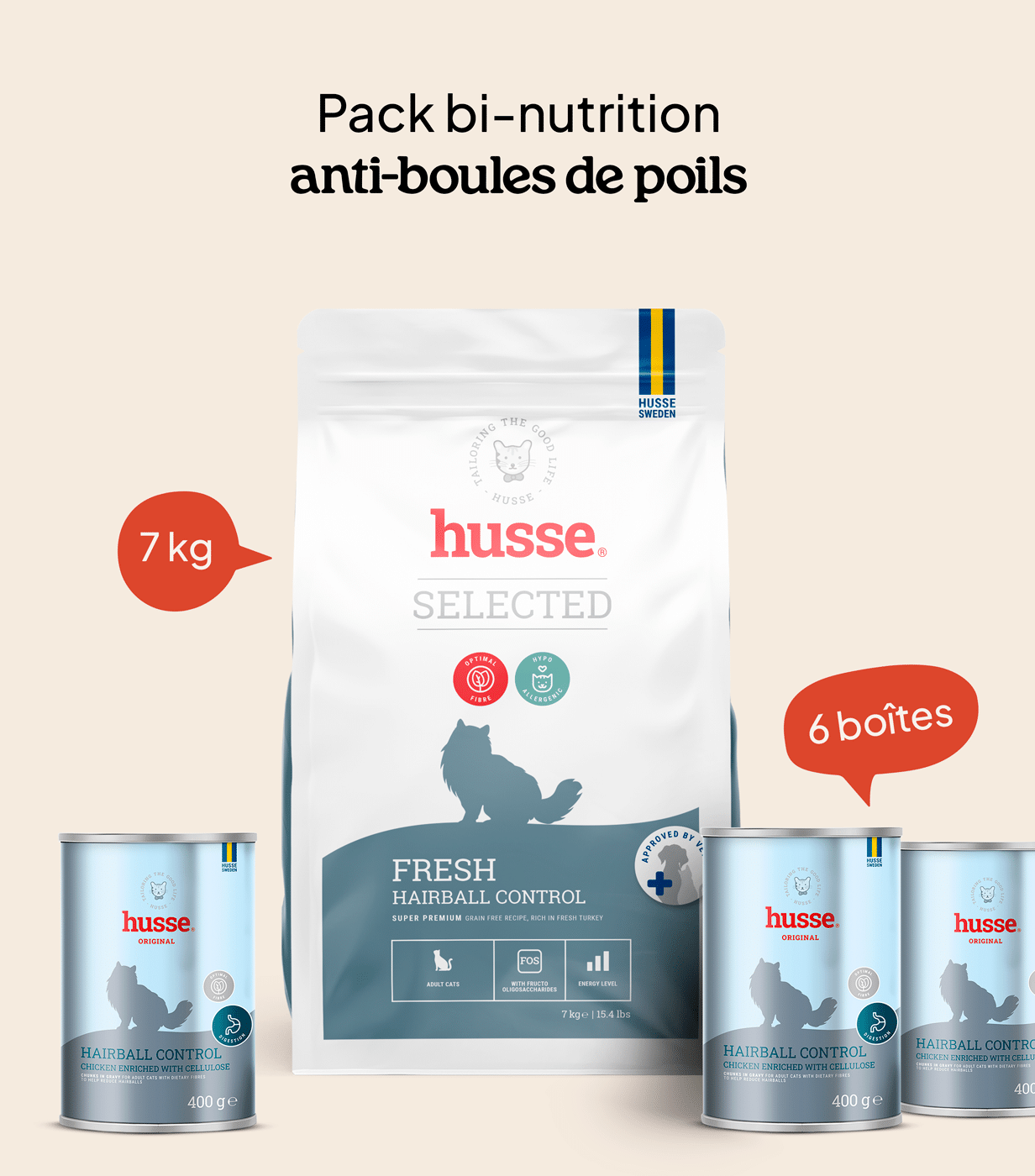 Pack Bi-nutrition anti-boules de poils 7 kg