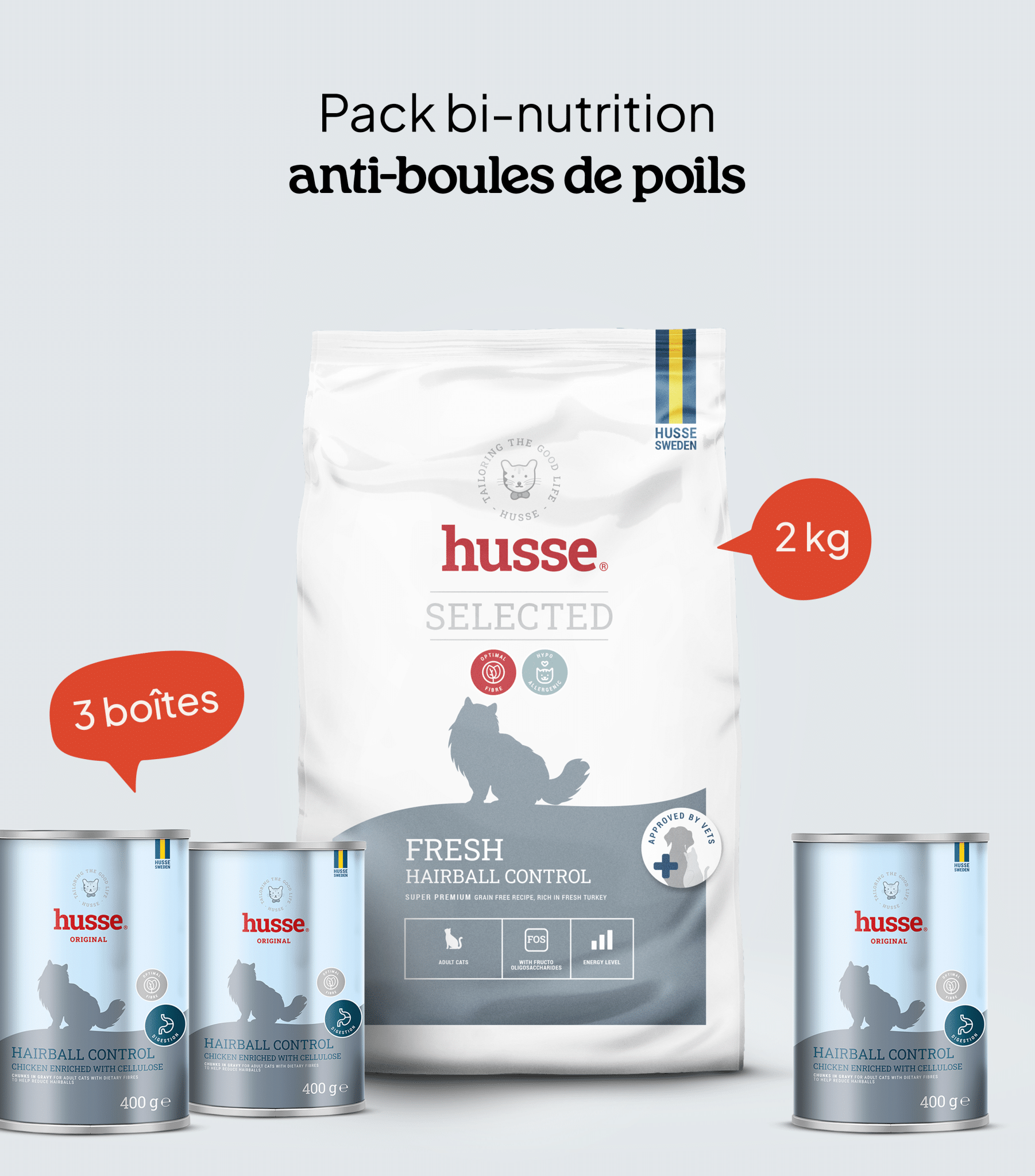 Pack Bi-nutrition Anti-boules de poils 2 kg