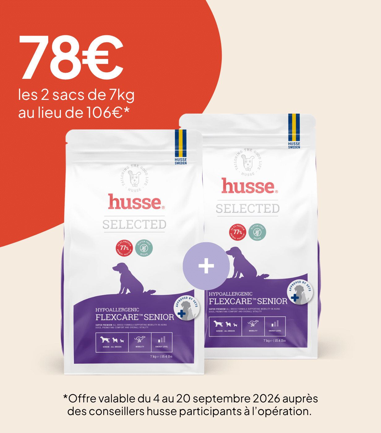 Croquettes soutien des articulations chien senior | Hypoallergenic Flexcare™ Senior